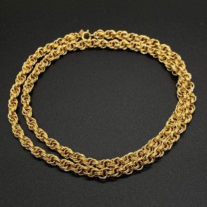 Vintage Gold Tone Double Etched Link Monet Necklac